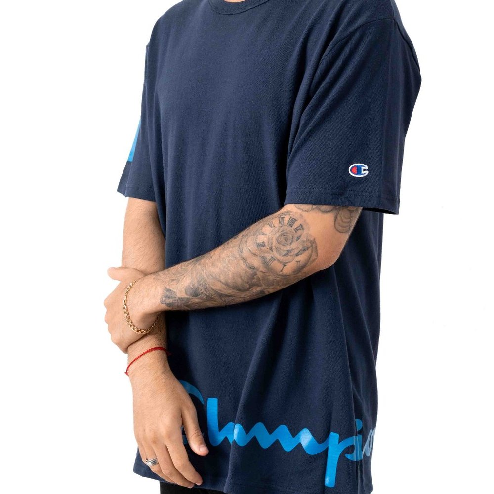 New Champion Heritage Wrap Around Script T-Shirt Navy
